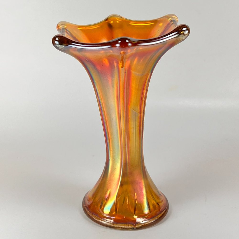 Antique Imperial Glass Company Miniature Vase Morning Glory Iridescent 1900's